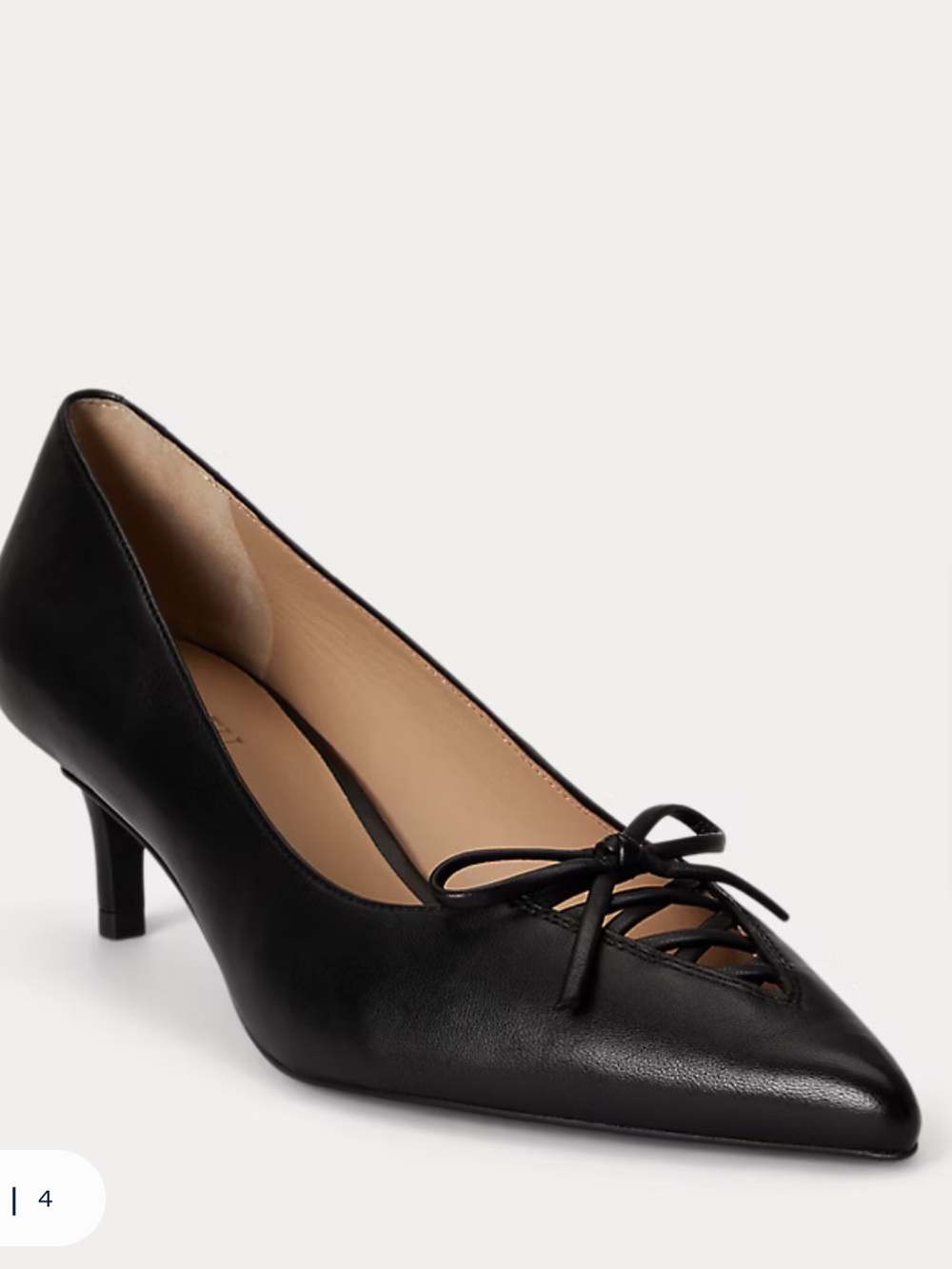 NEW Lauren Ralph Lauren Adrienne Lace Up Nappa Leather Black Kitten Heels,Size 8